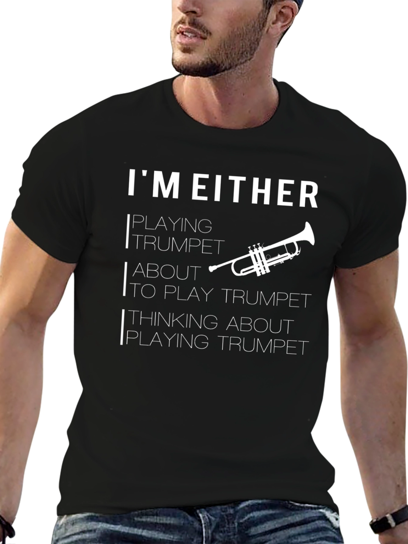 Trumpet Player Black Graphic T-Shirt