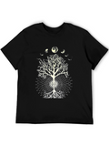 Moon Phase Tree Graphic Tee - Black