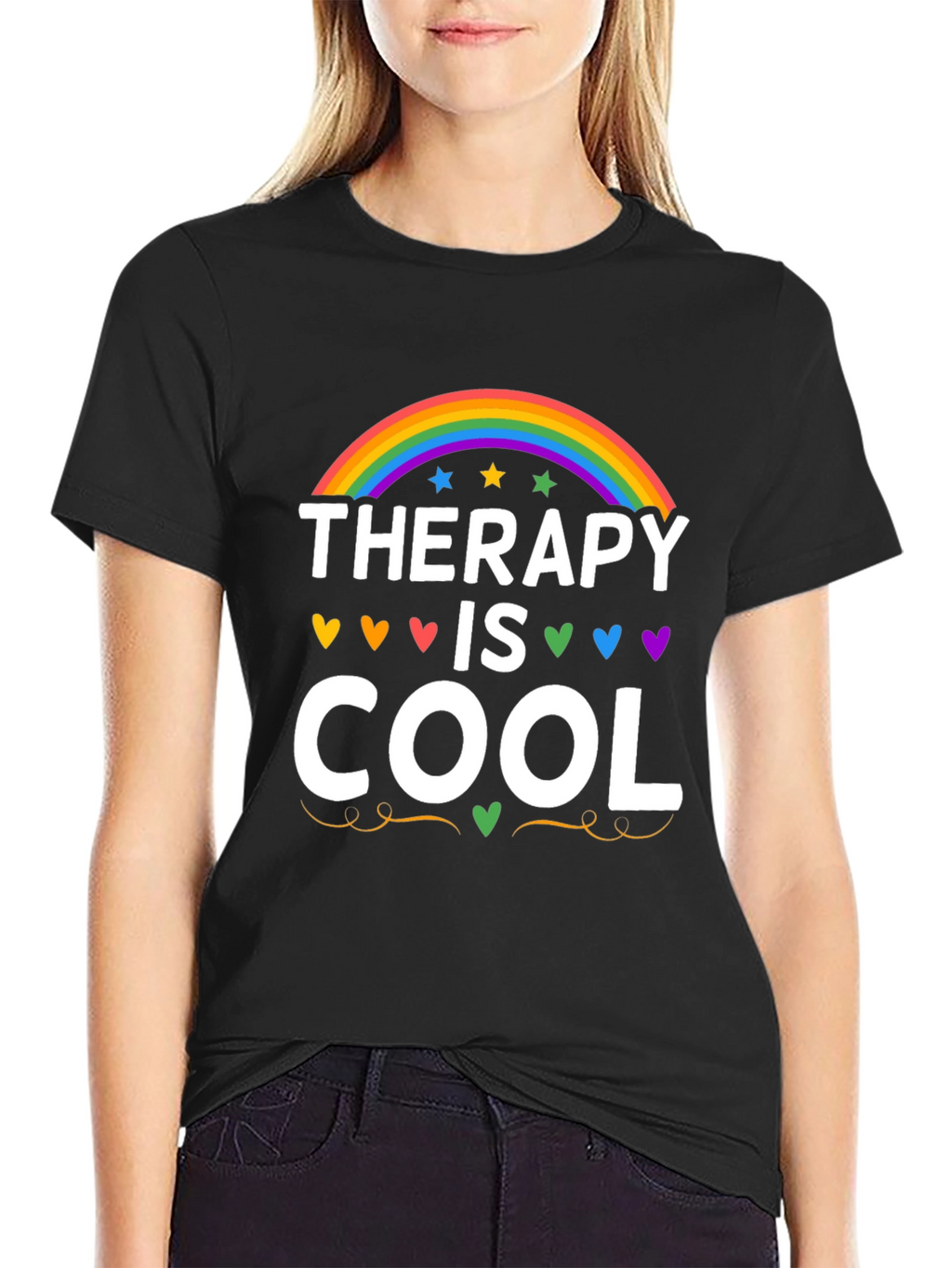 Therapy is Cool Rainbow Graphic Tee