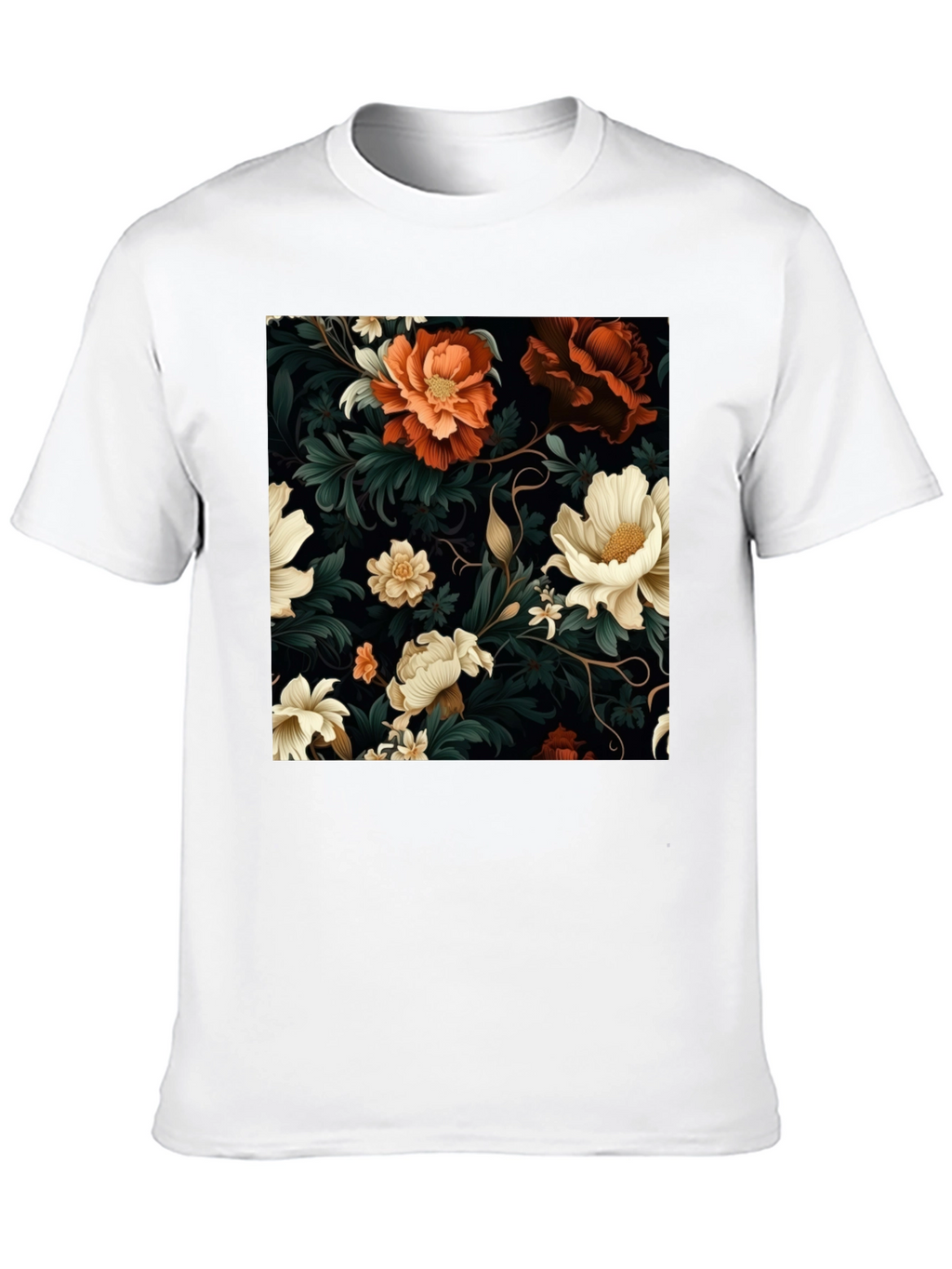 Floral Elegance Black T-Shirt