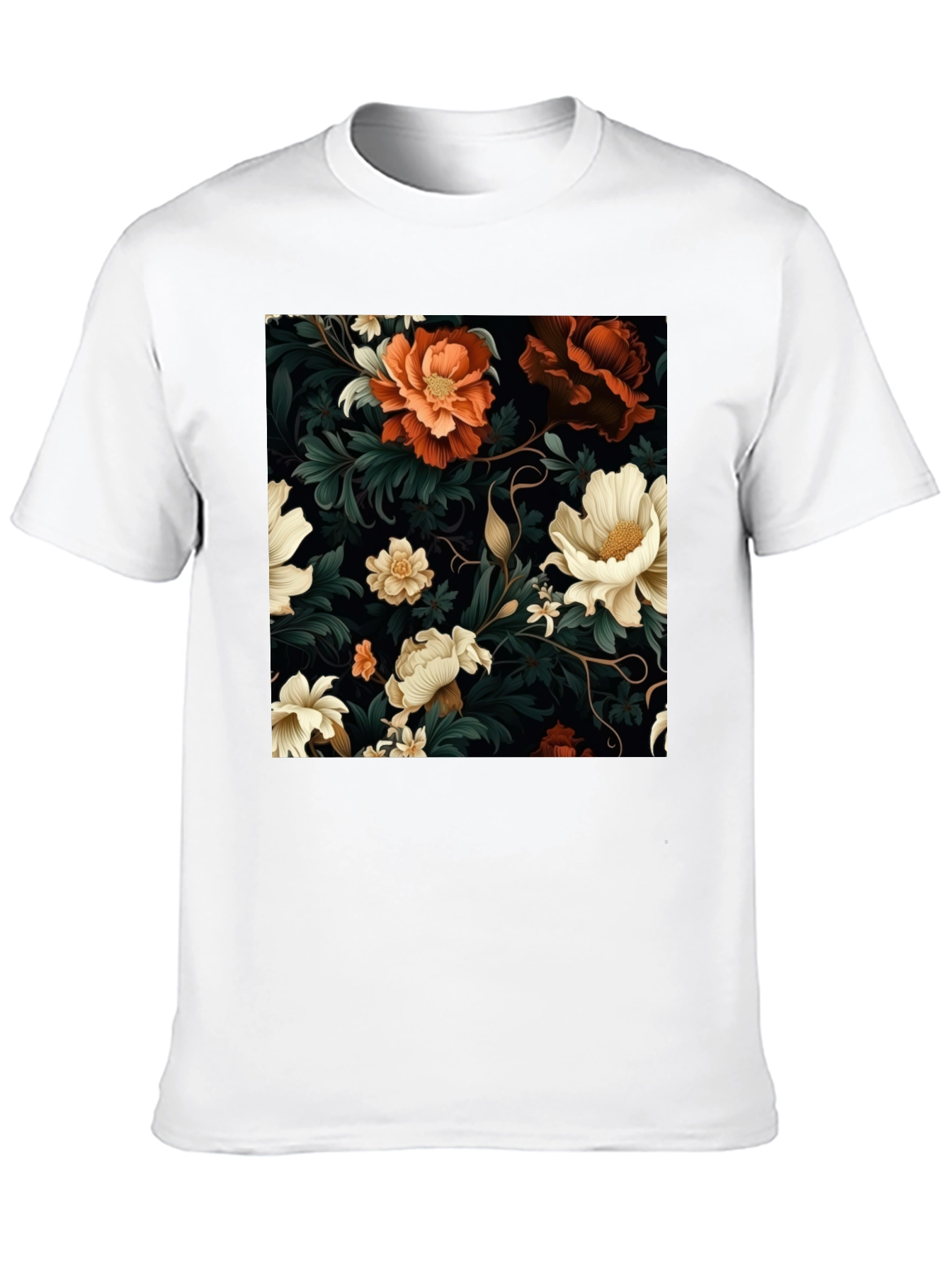 Floral Elegance Black T-Shirt