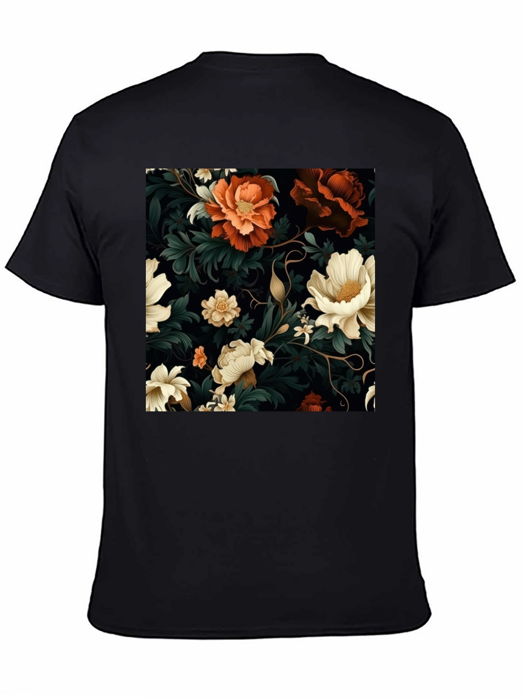 Floral Elegance Black T-Shirt