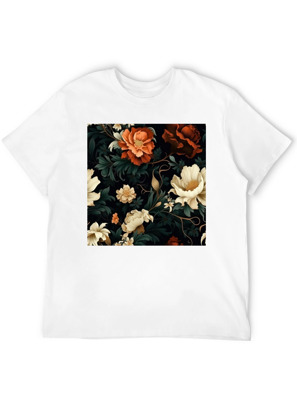 Floral Elegance Black T-Shirt