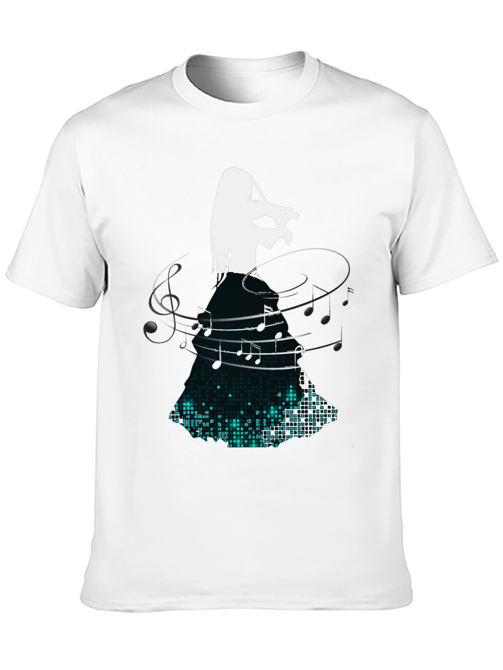 Violinist Music Note Graphic Black T-Shirt