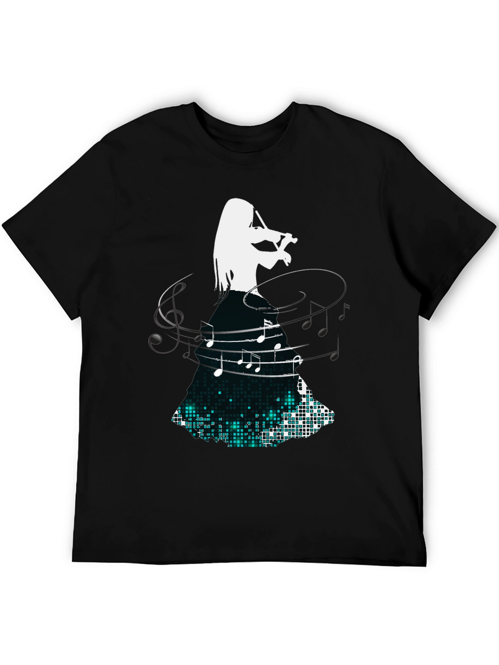Violinist Music Note Graphic Black T-Shirt