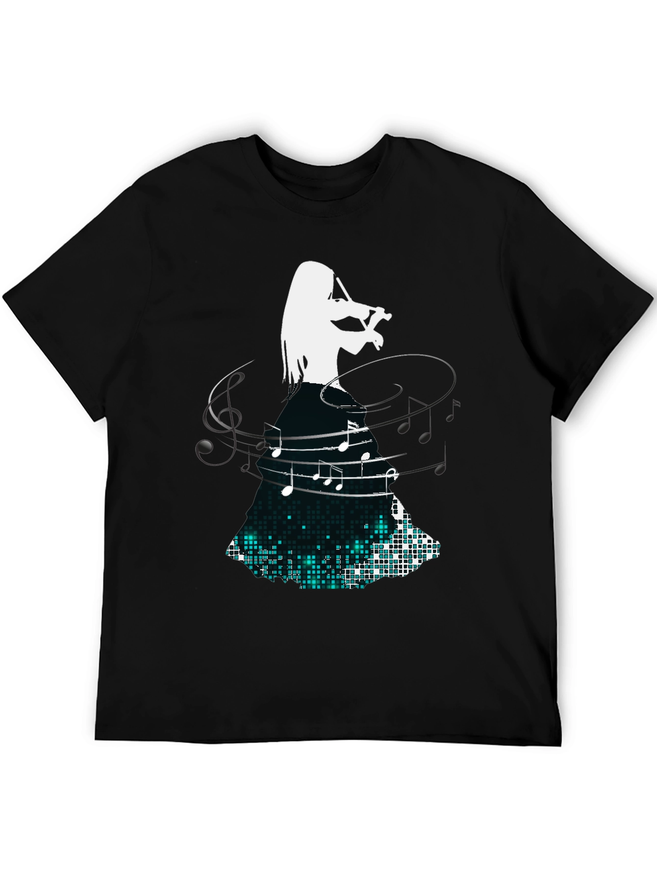 Violinist Music Note Graphic Black T-Shirt