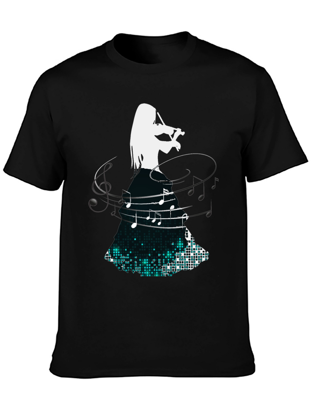 Violinist Music Note Graphic Black T-Shirt