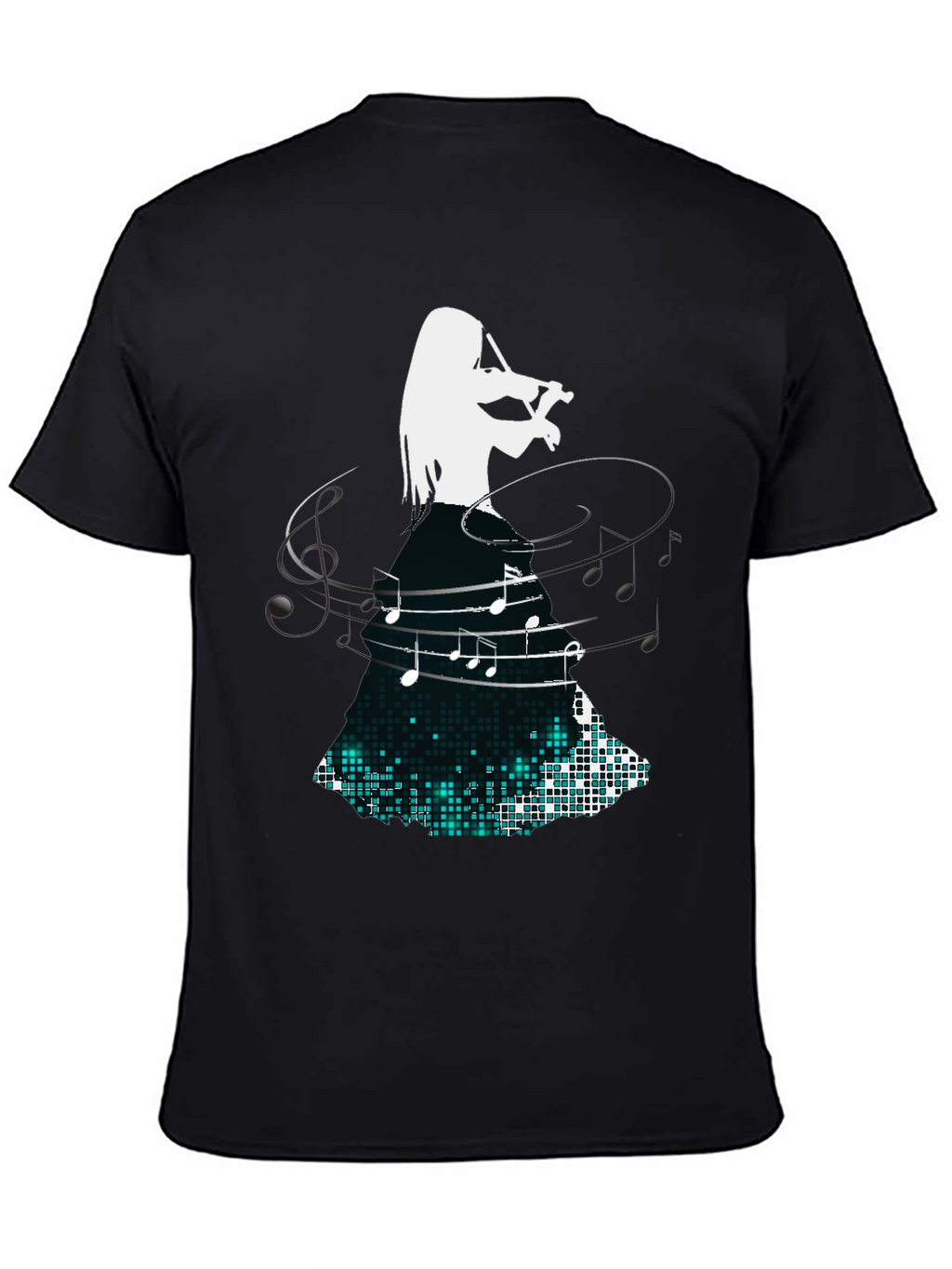 Violinist Music Note Graphic Black T-Shirt