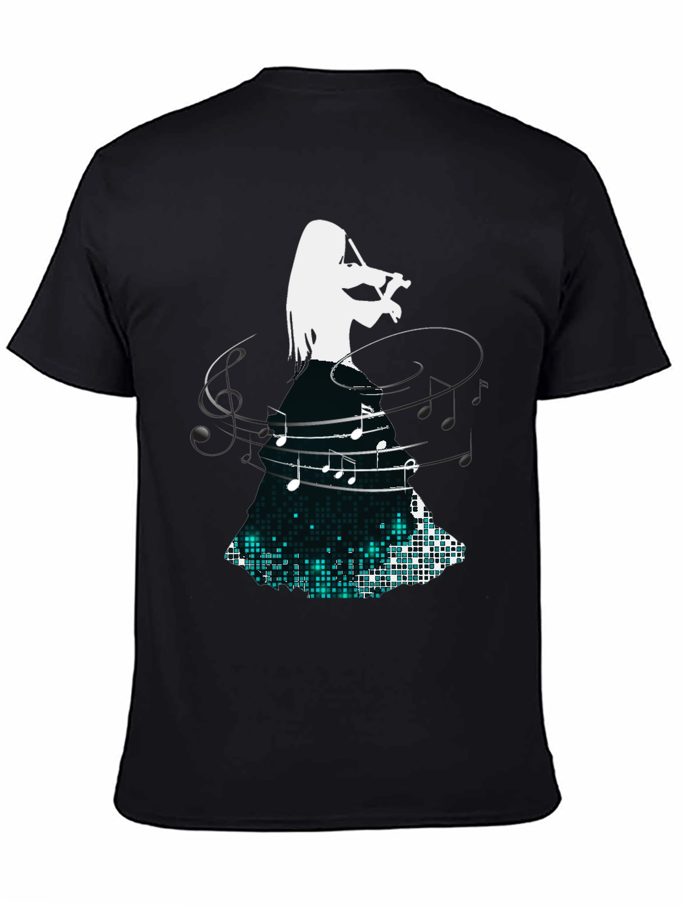 Violinist Music Note Graphic Black T-Shirt
