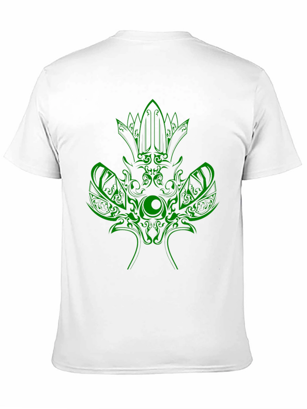 Green Tribal Design Black T-Shirt