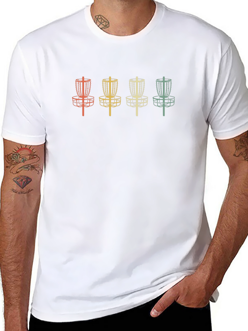 Retro Disc Golf T-Shirt - Four Basket Design