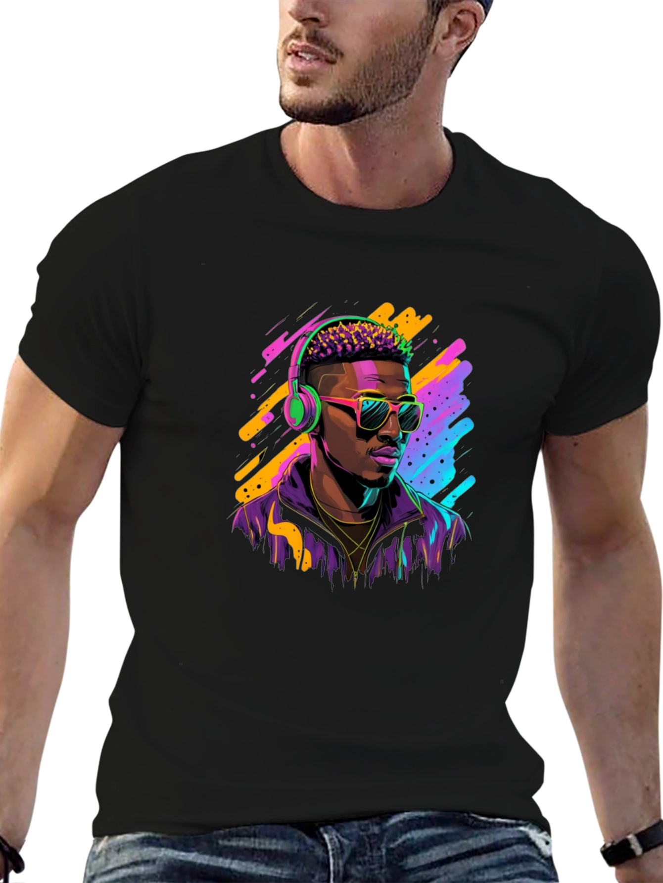 Neon 80s Retro Music T-Shirt
