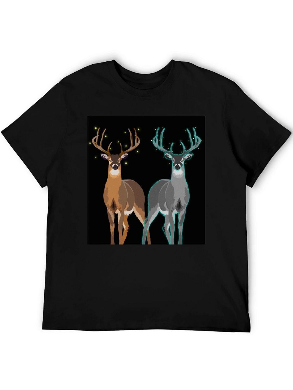 Deer Graphic Tee - Nature Lovers Black Cotton T-Shirt