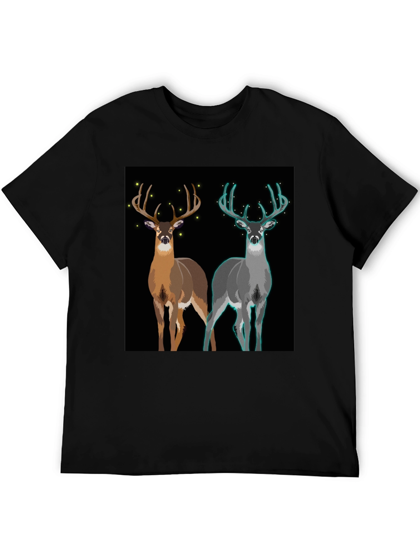Deer Graphic Tee - Nature Lovers Black Cotton T-Shirt