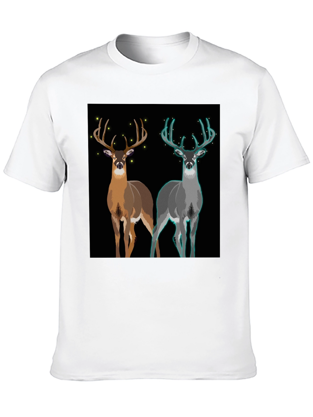 Deer Graphic Tee - Nature Lovers Black Cotton T-Shirt