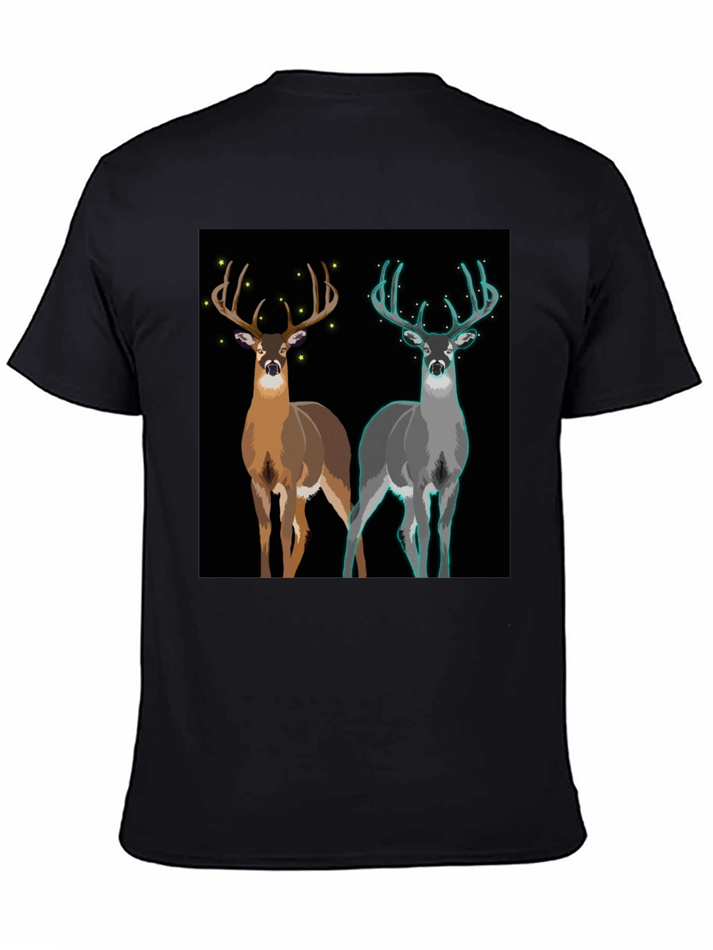 Deer Graphic Tee - Nature Lovers Black Cotton T-Shirt