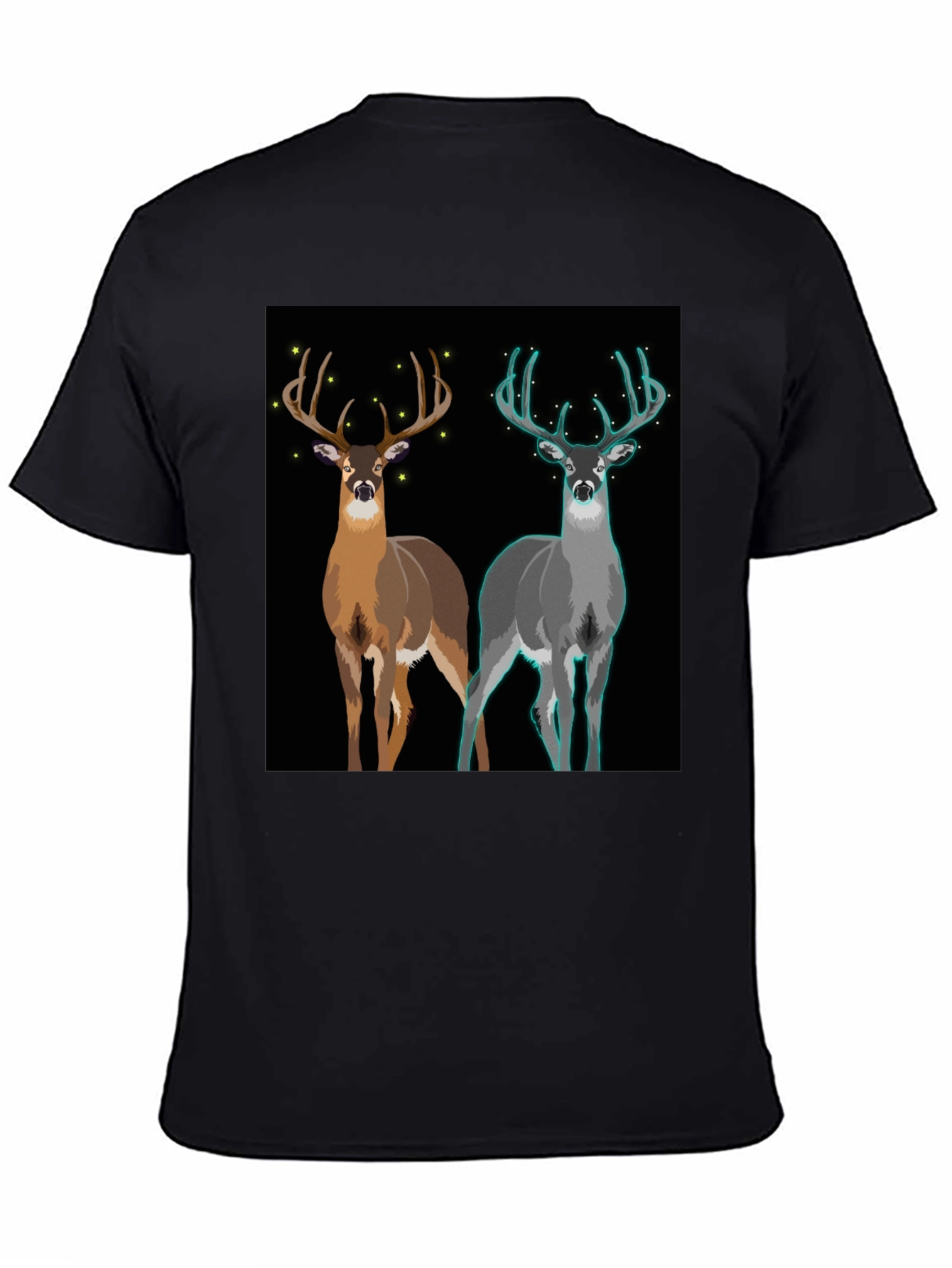 Deer Graphic Tee - Nature Lovers Black Cotton T-Shirt