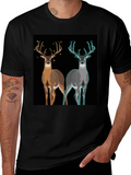 Deer Graphic Tee - Nature Lovers Black Cotton T-Shirt