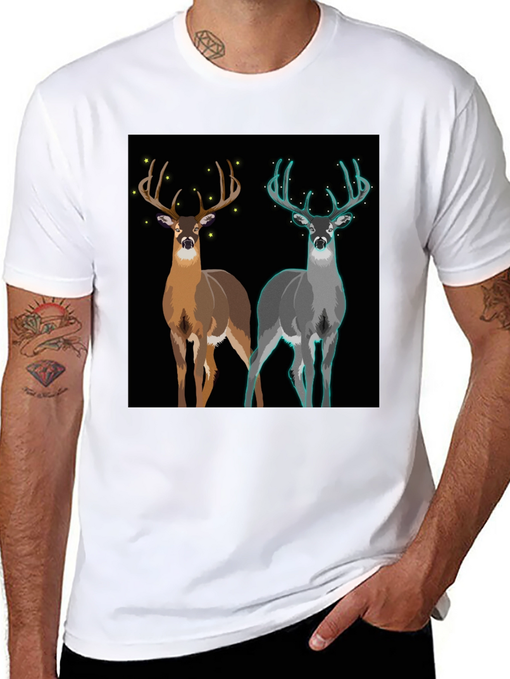 Deer Graphic Tee - Nature Lovers Black Cotton T-Shirt