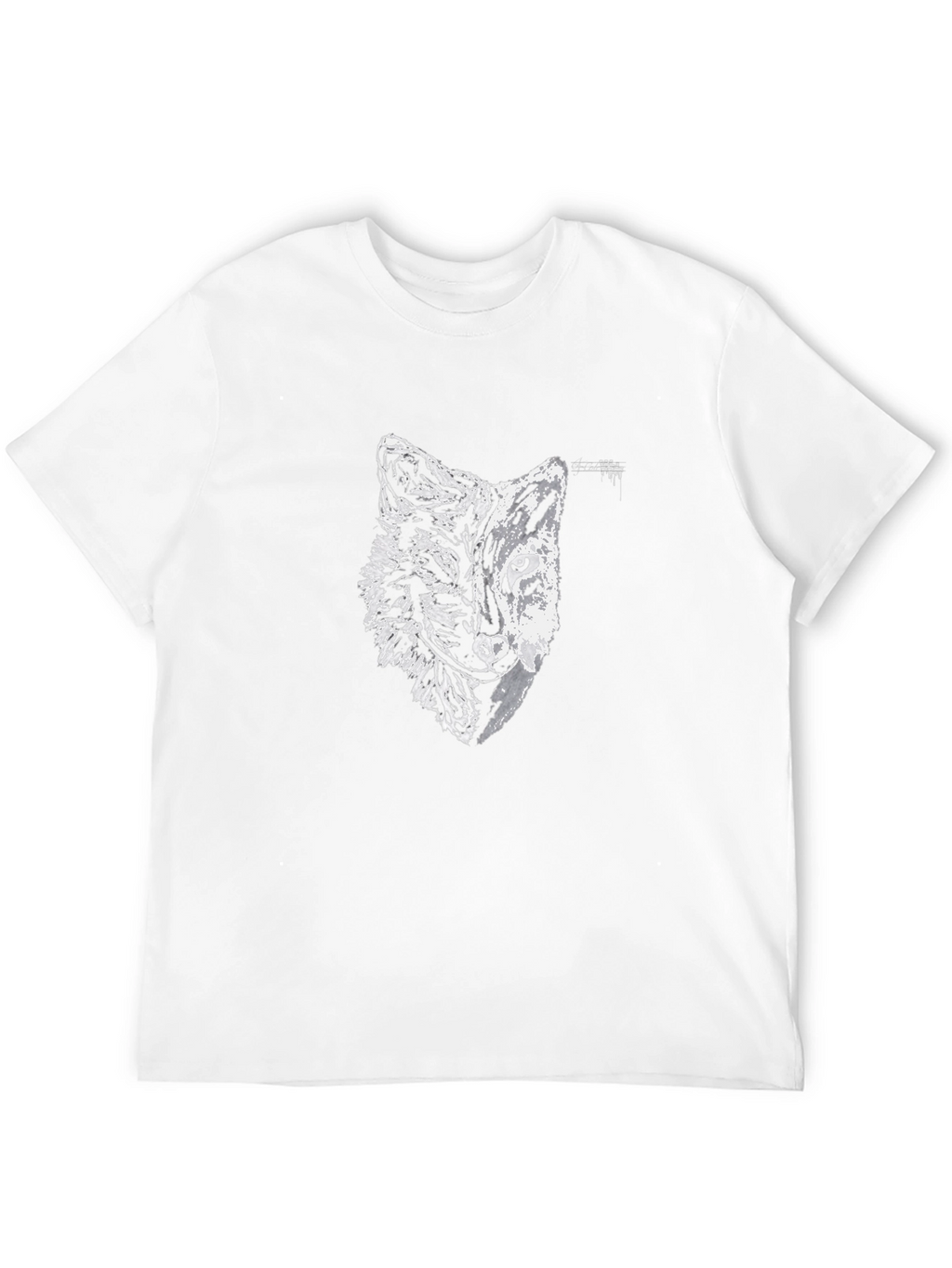 Black Tee with Half Wolf Half Tiger Graphic