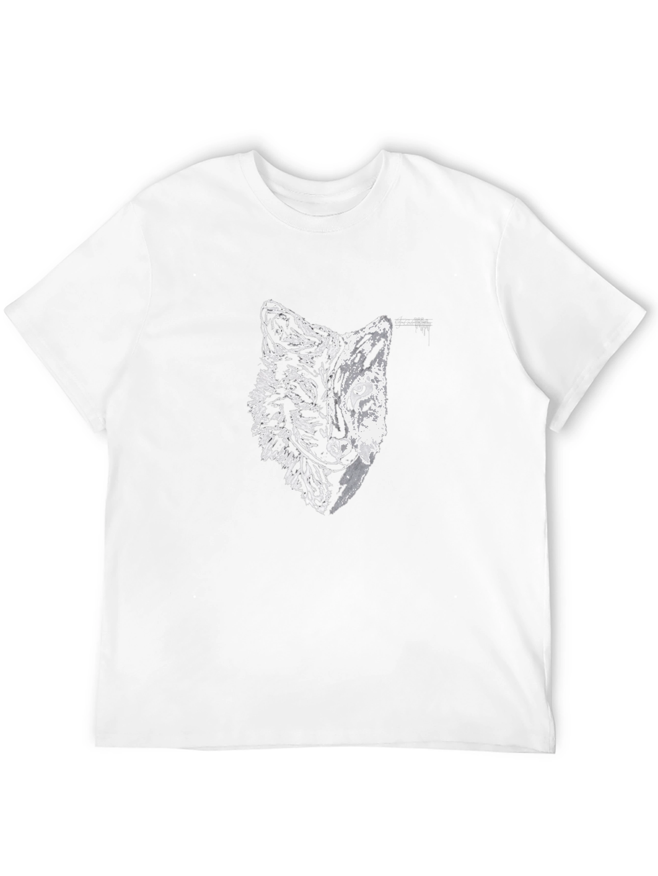 Black Tee with Half Wolf Half Tiger Graphic