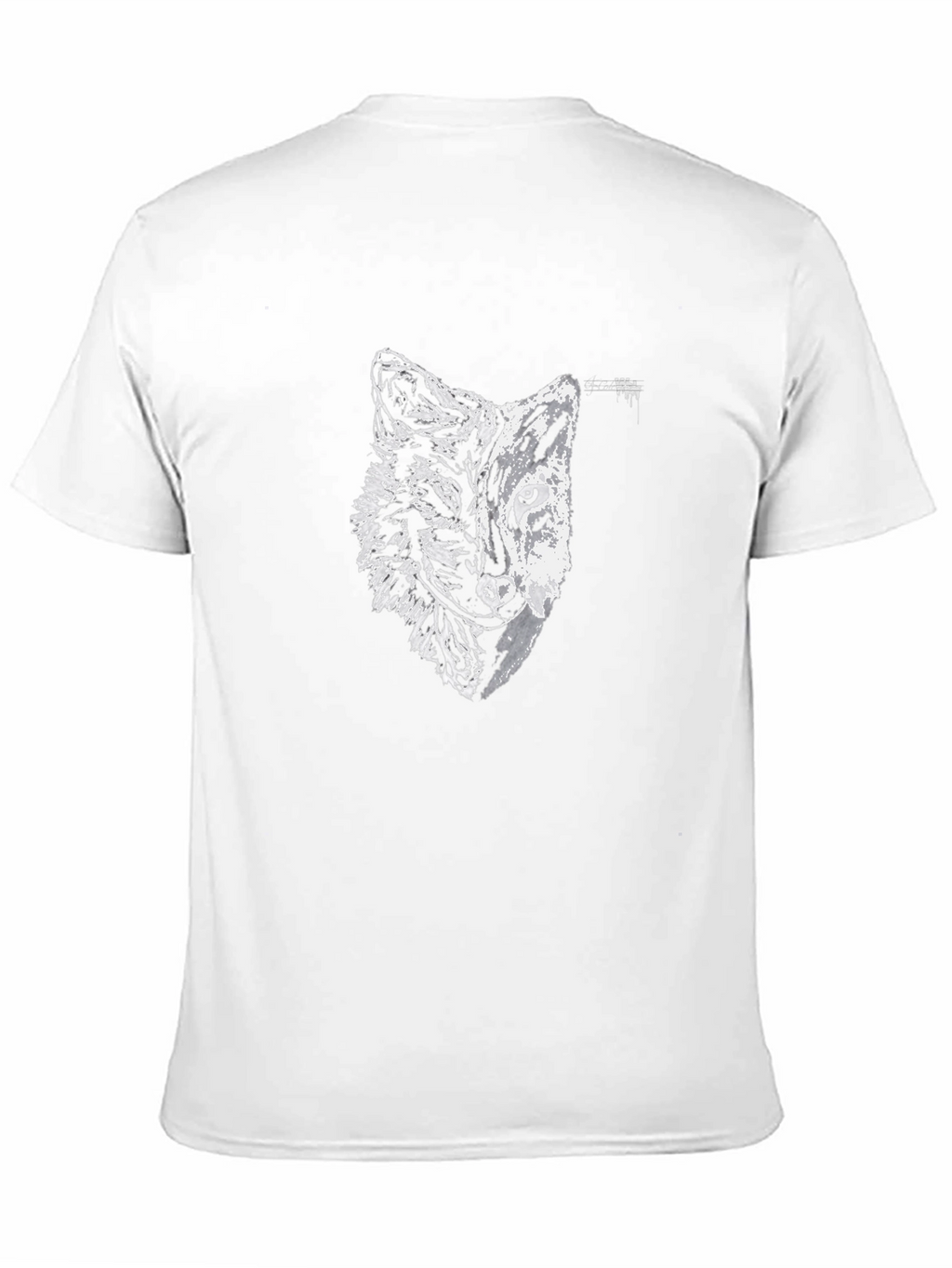 Black Tee with Half Wolf Half Tiger Graphic