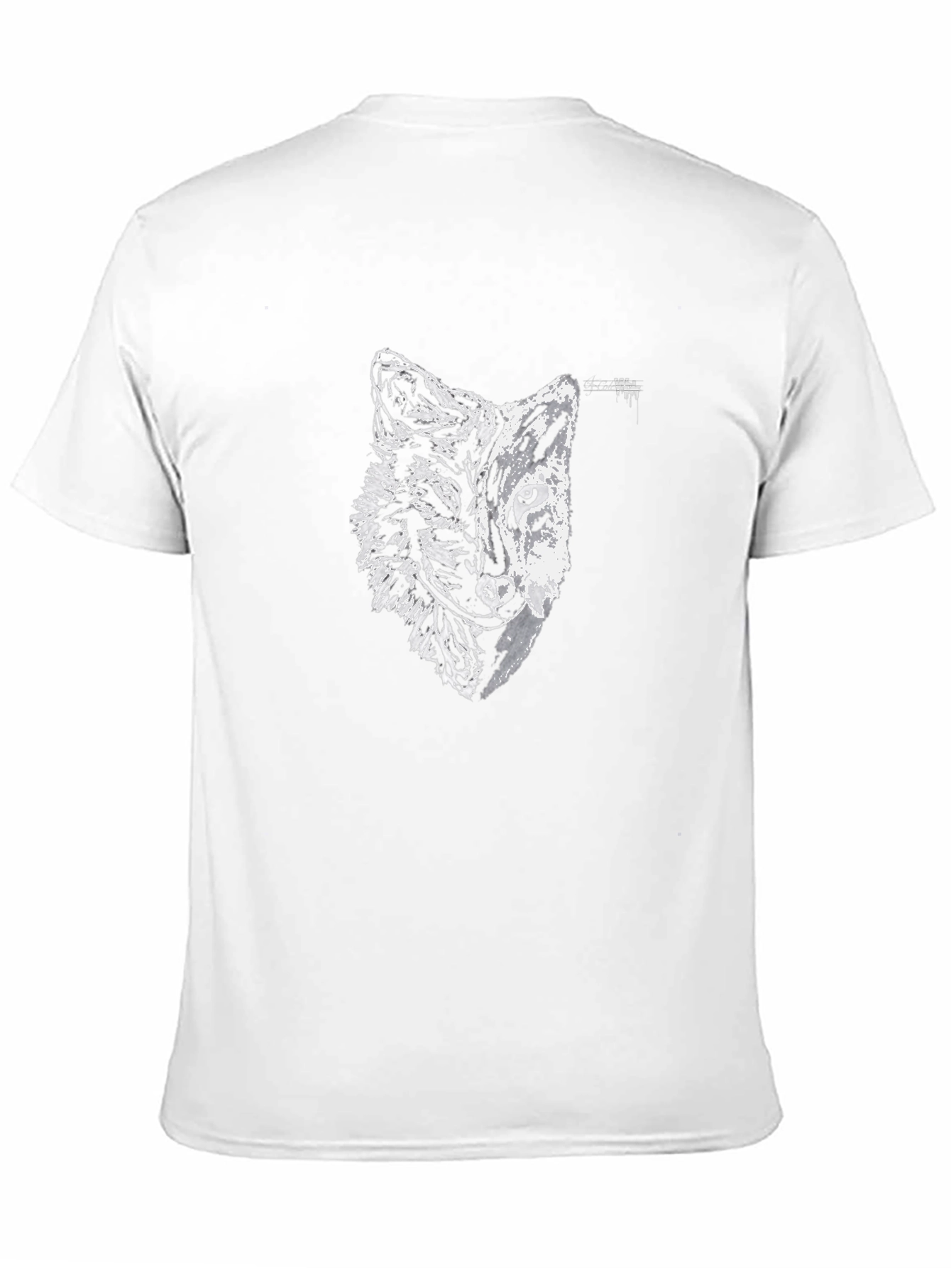 Black Tee with Half Wolf Half Tiger Graphic