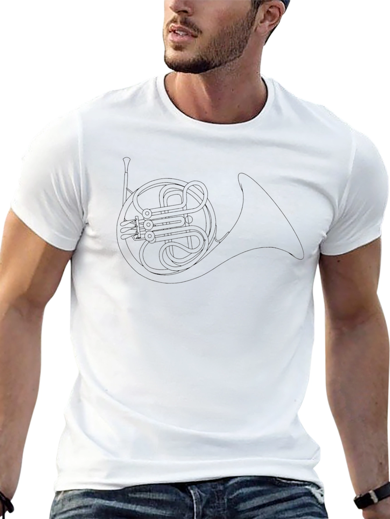 Black French Horn Graphic T-Shirt