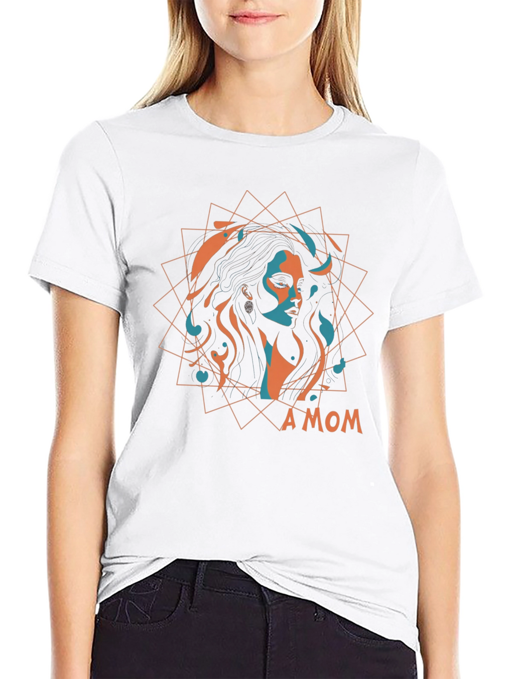 Stylish A MOM Graphic Black T-Shirt