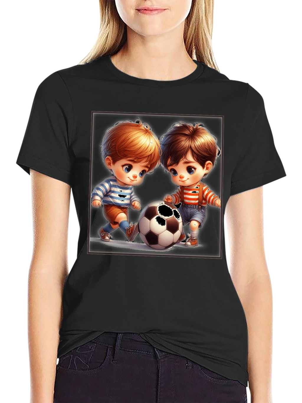 Cute Cartoon Kids Soccer T-Shirt