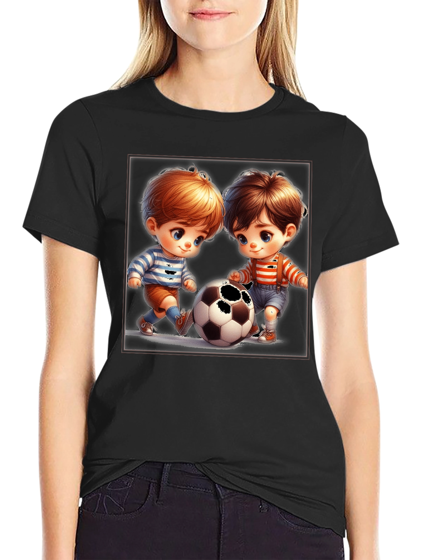 Cute Cartoon Kids Soccer T-Shirt