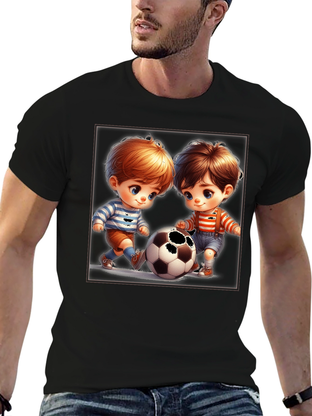 Cute Cartoon Kids Soccer T-Shirt