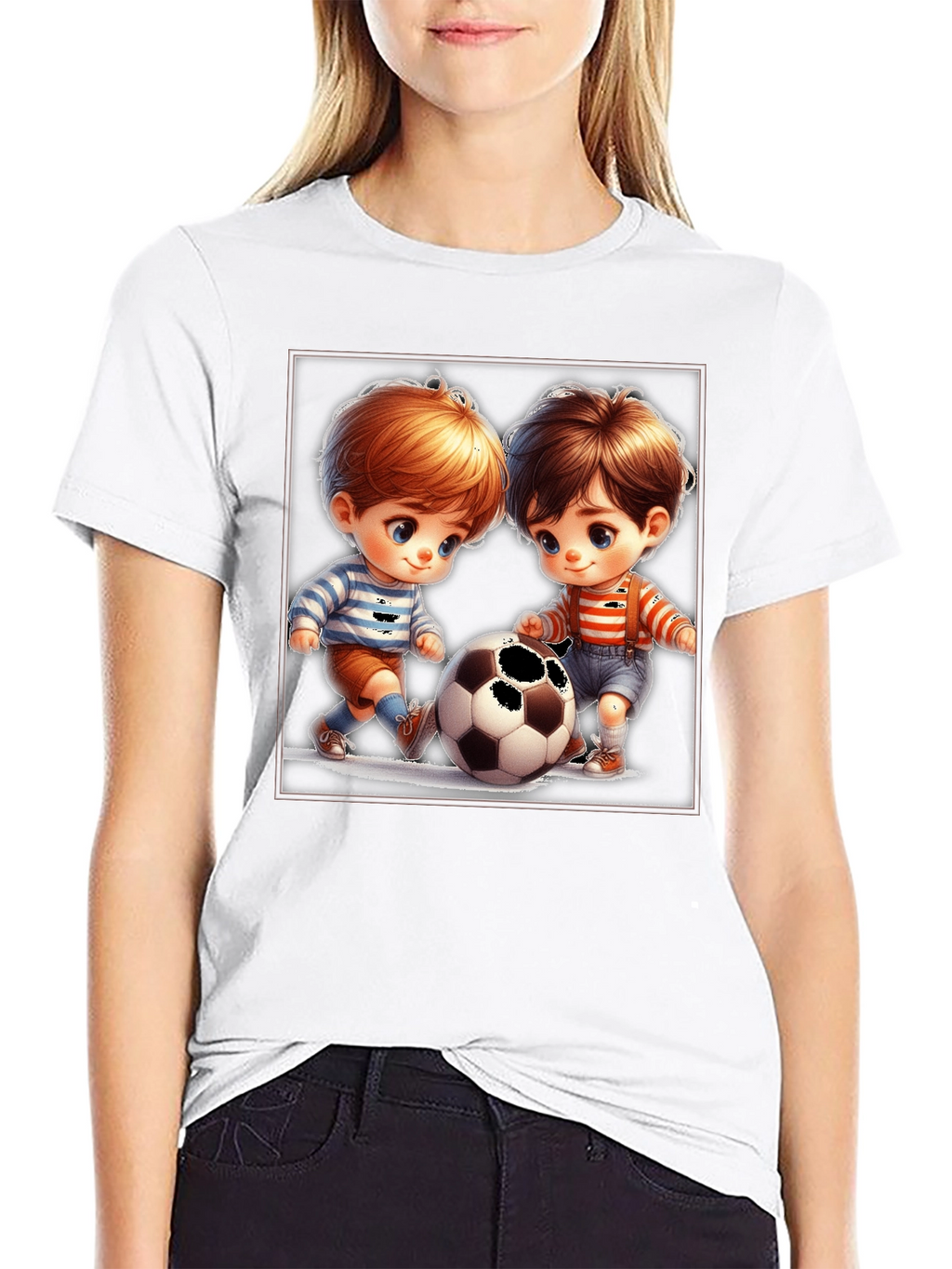Cute Cartoon Kids Soccer T-Shirt