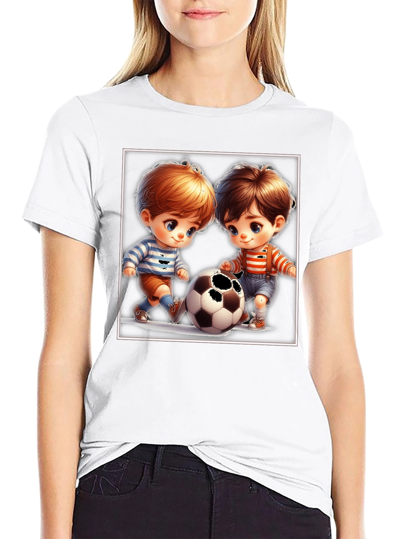 Cute Cartoon Kids Soccer T-Shirt