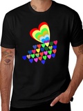 Rainbow Hearts Black T-Shirt