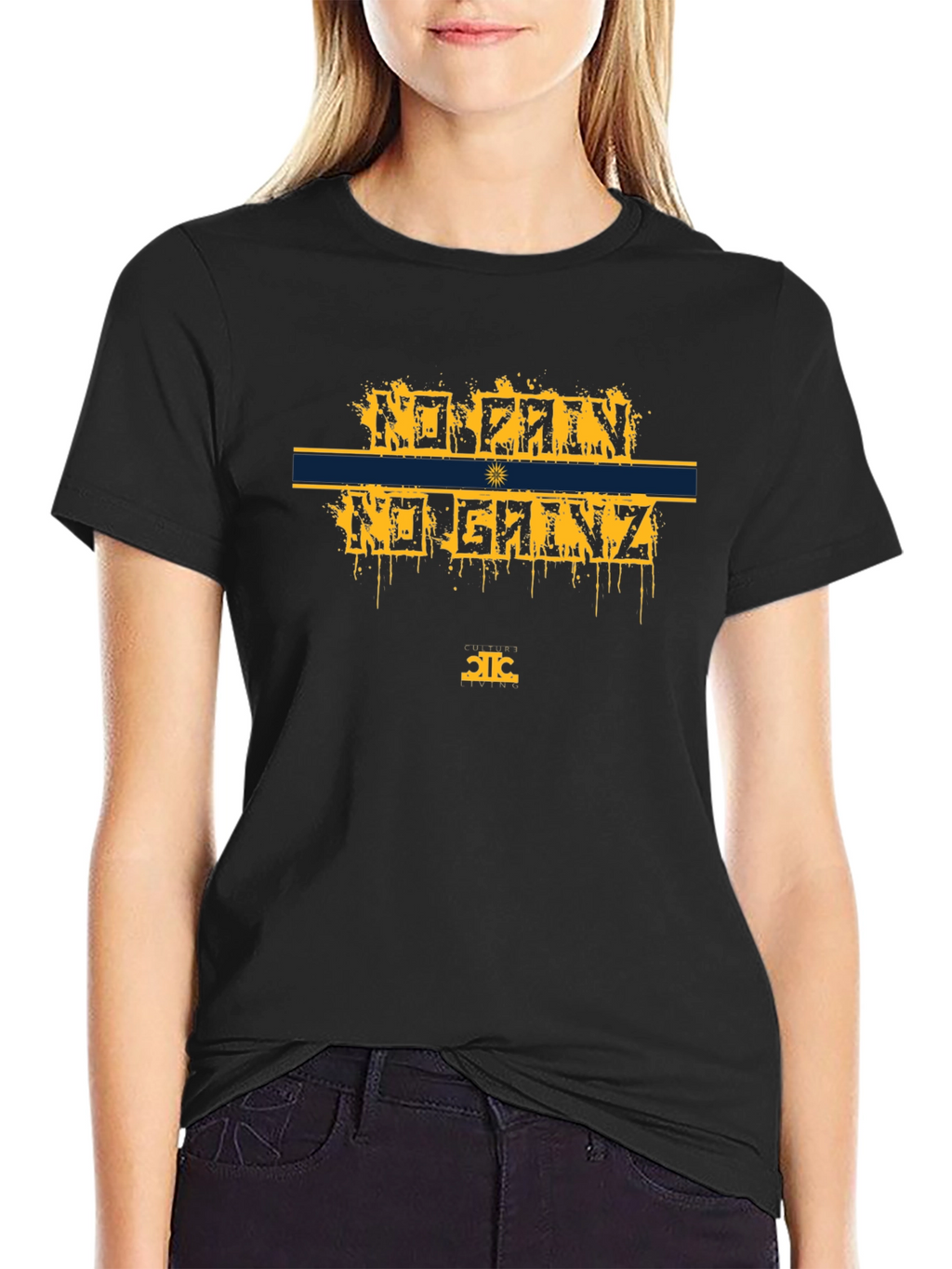 No Pain No Gainz Black Graphic T-Shirt