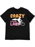 Crazy Cycling Lady T-Shirt - Fun Bike Ride Tee