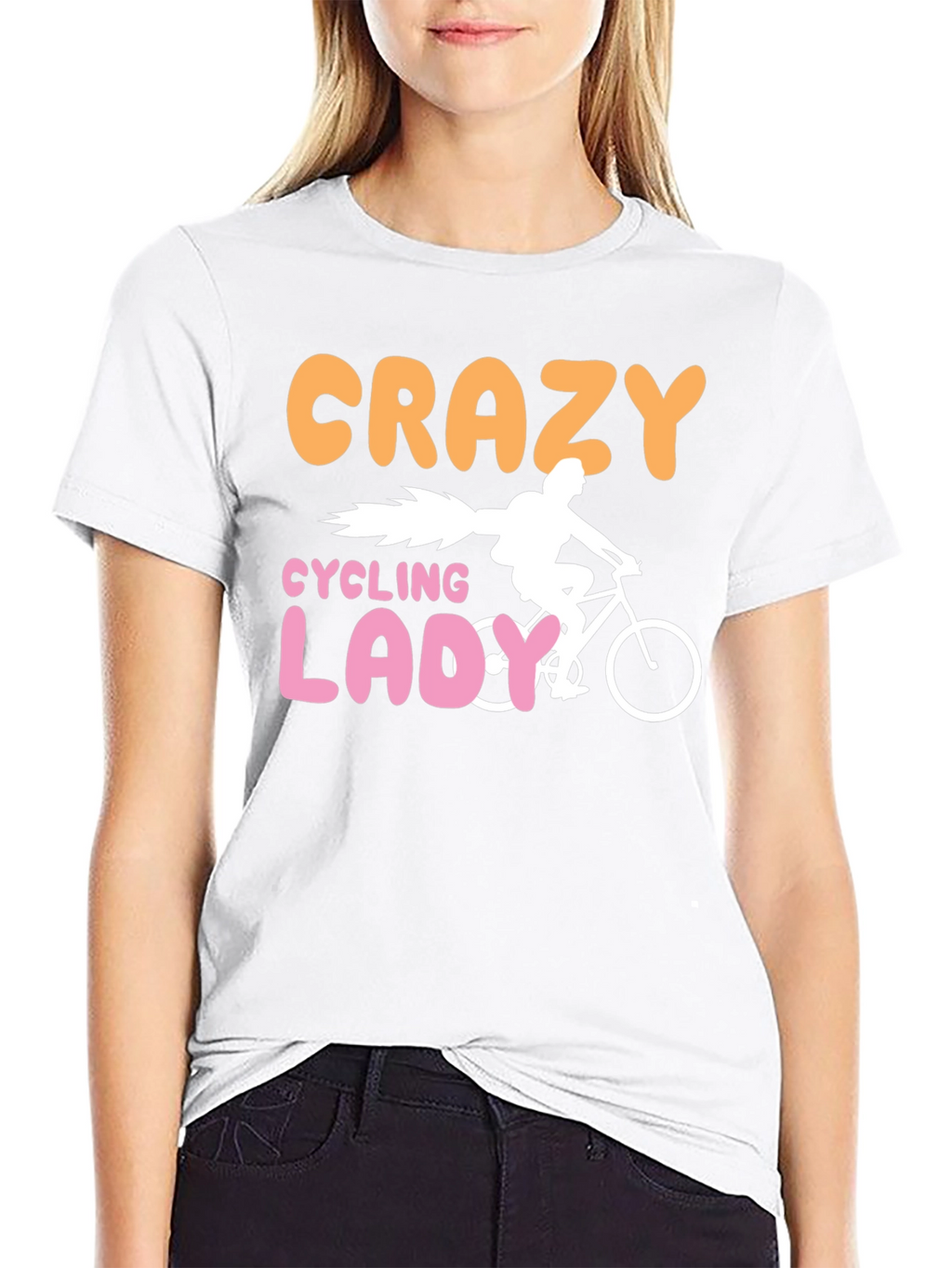 Crazy Cycling Lady T-Shirt - Fun Bike Ride Tee