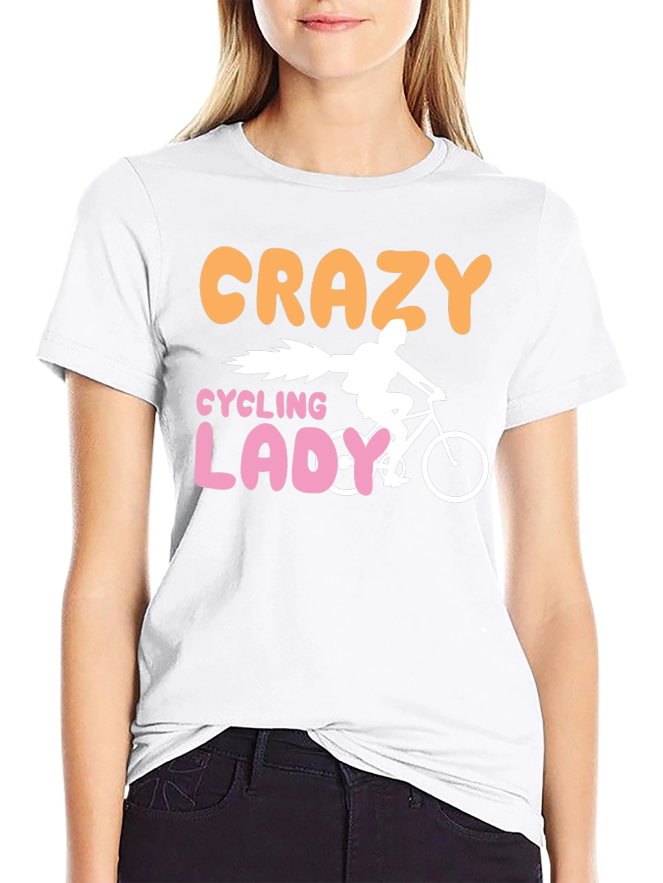 Crazy Cycling Lady T-Shirt - Fun Bike Ride Tee