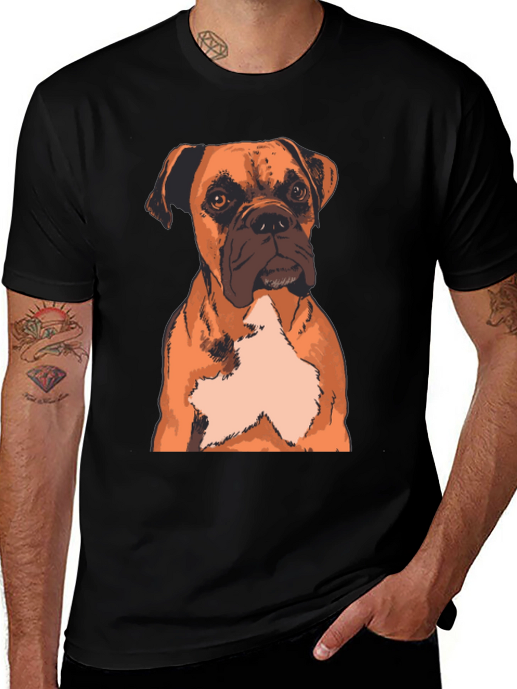 Boxer Dog Graphic Print T-Shirt