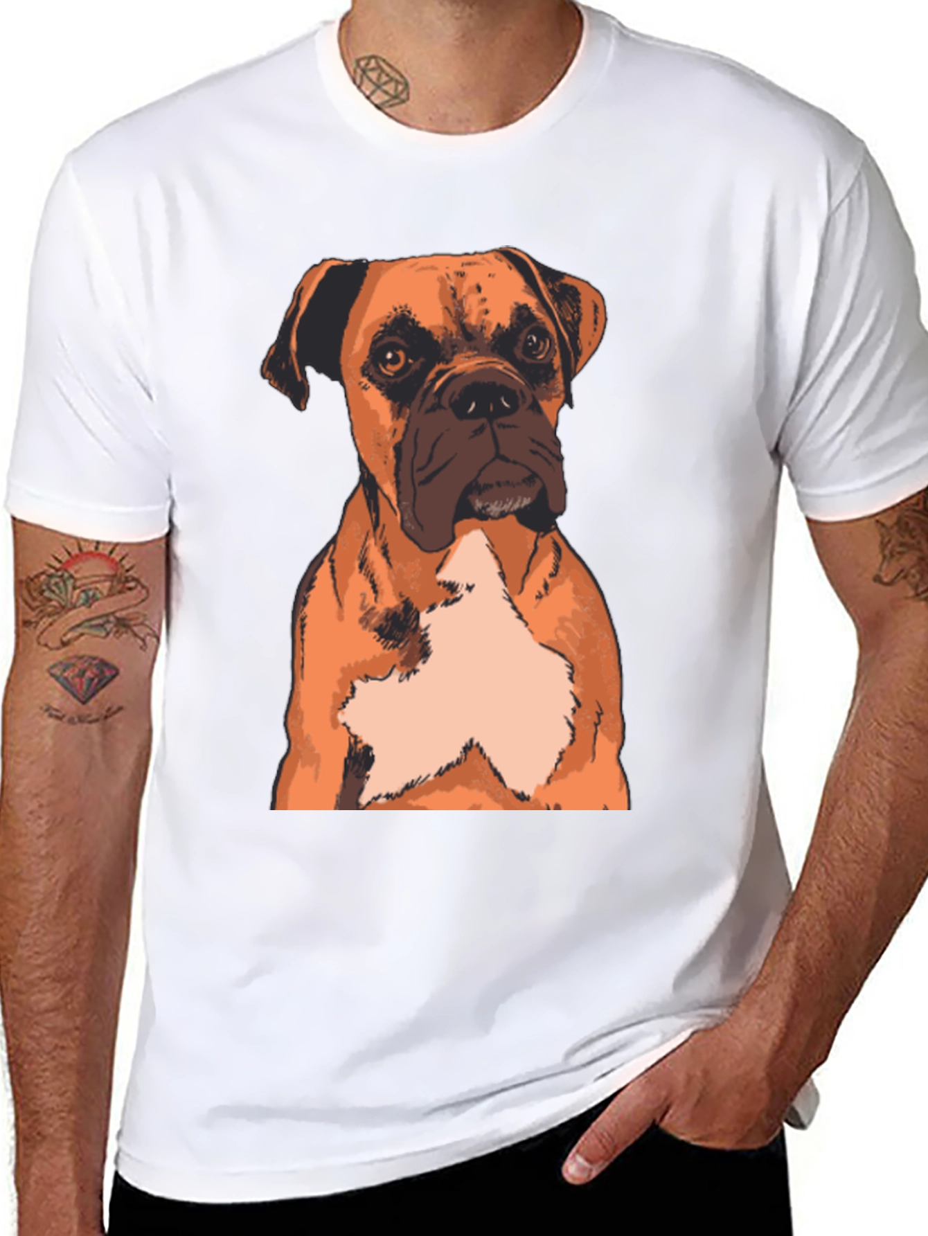 Boxer Dog Graphic Print T-Shirt