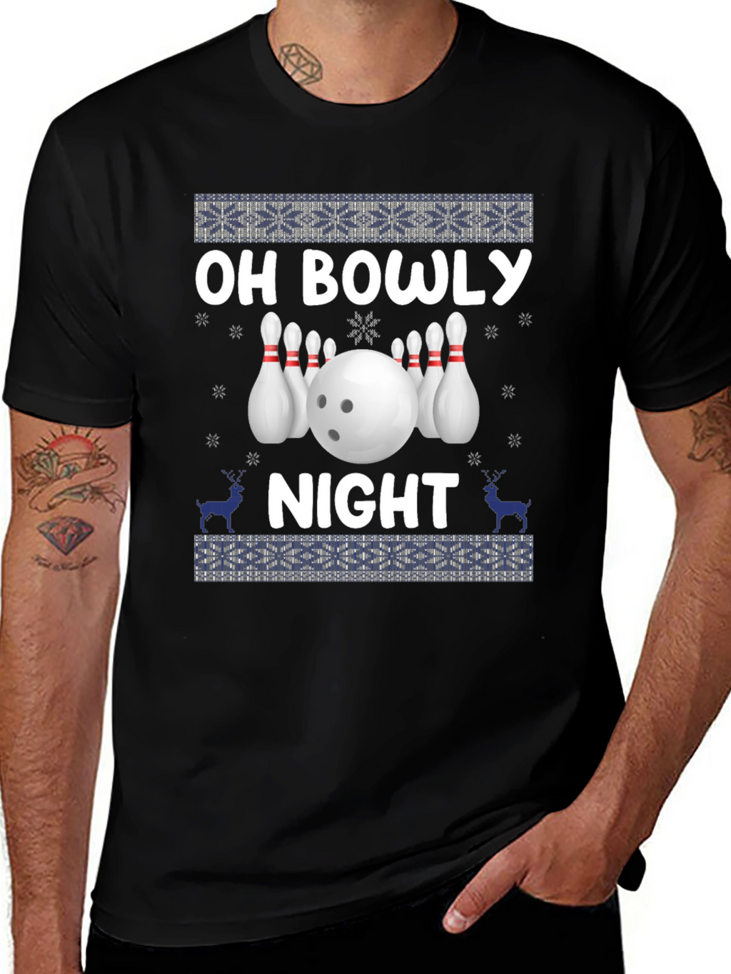 Oh Bowly Night Bowling Christmas Sweater T-Shirt