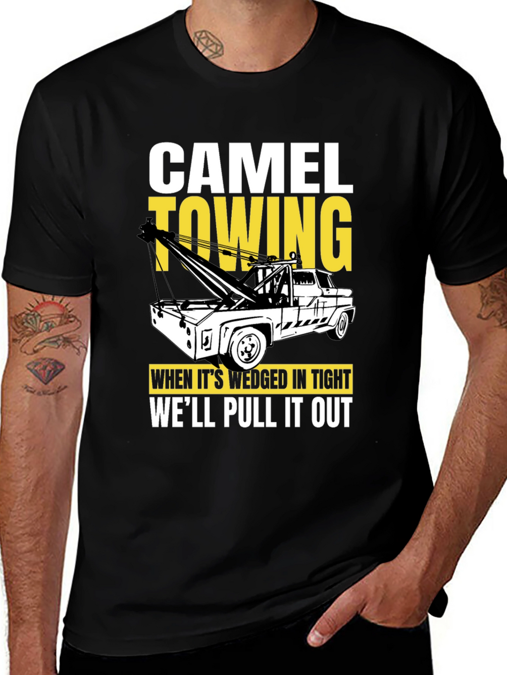 Camel Towing Black Graphic T-Shirt