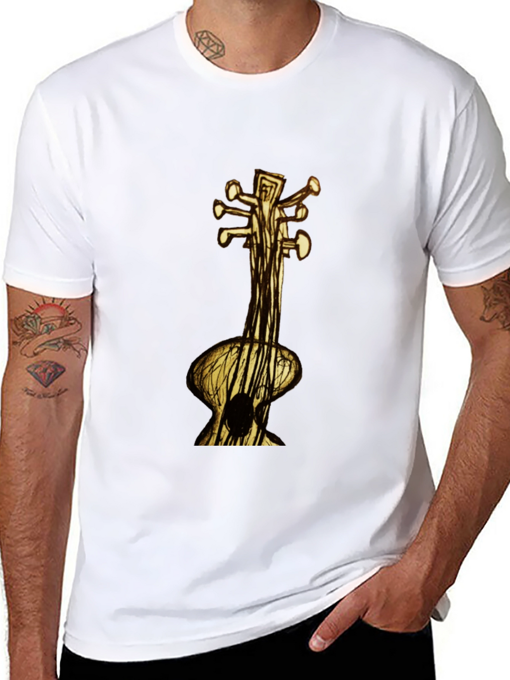 Unique Guitar Art Black T-Shirt