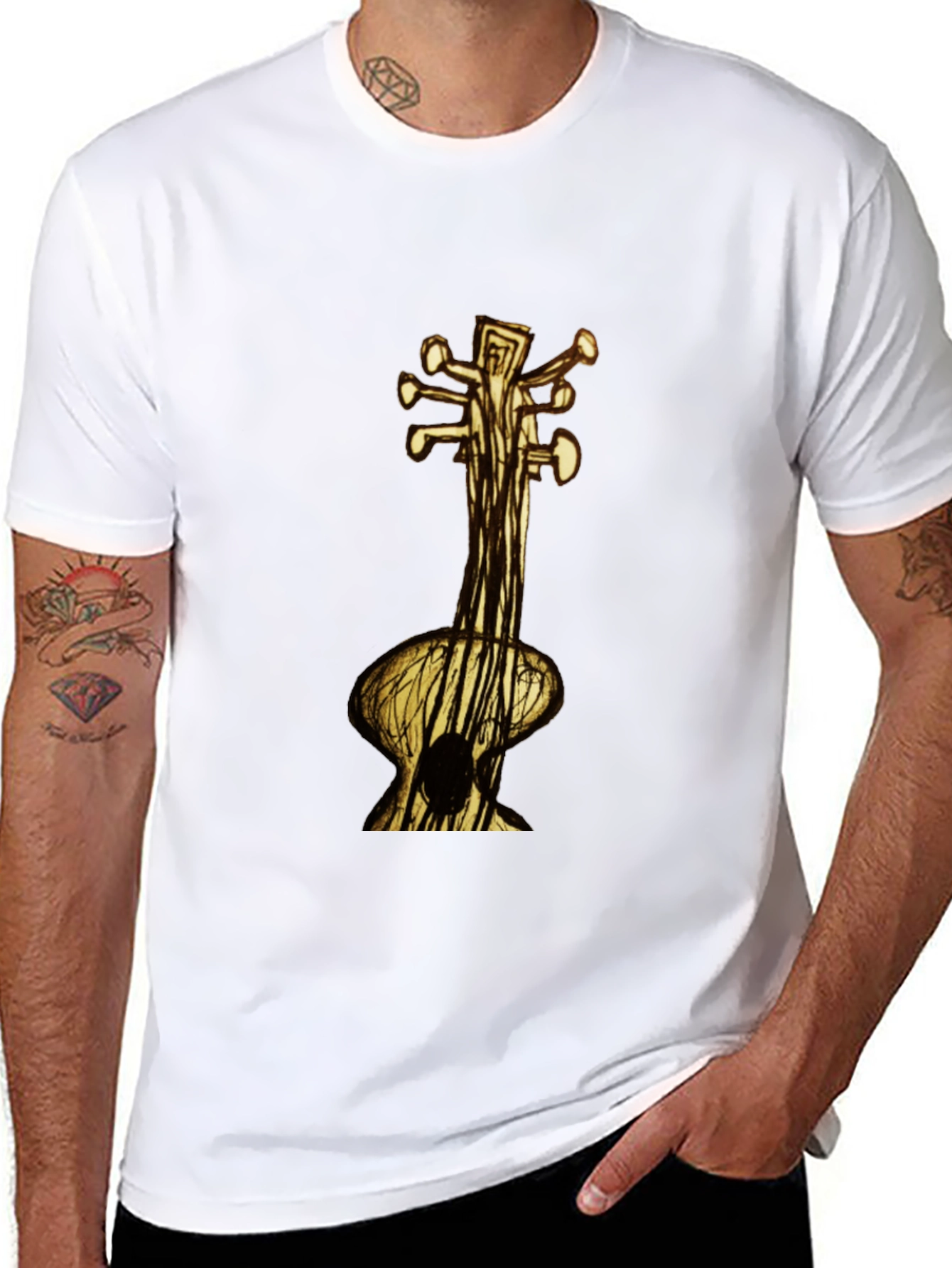 Unique Guitar Art Black T-Shirt