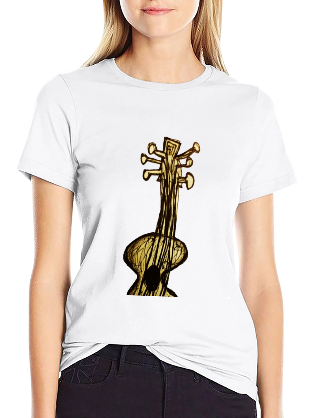 Unique Guitar Art Black T-Shirt