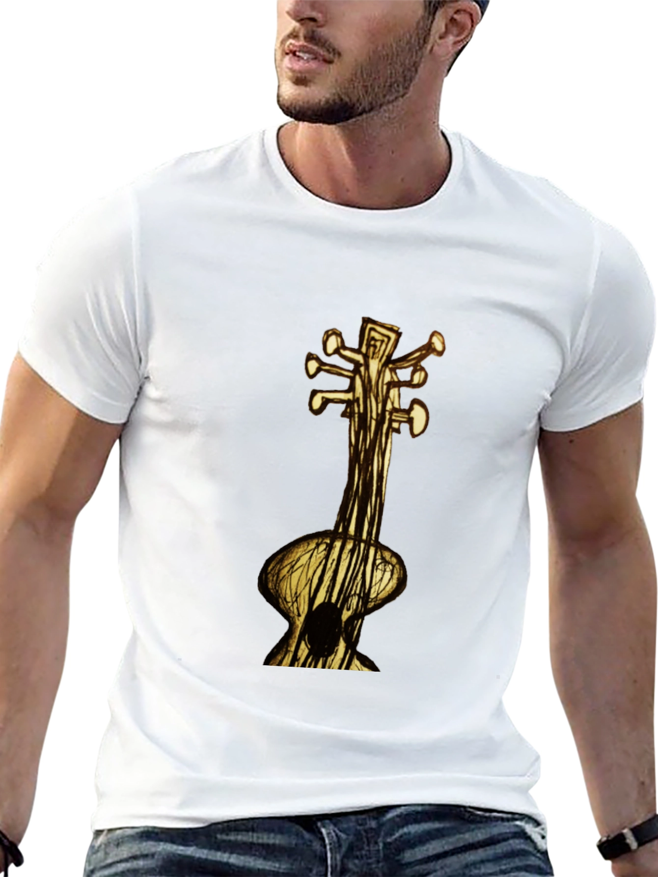 Unique Guitar Art Black T-Shirt