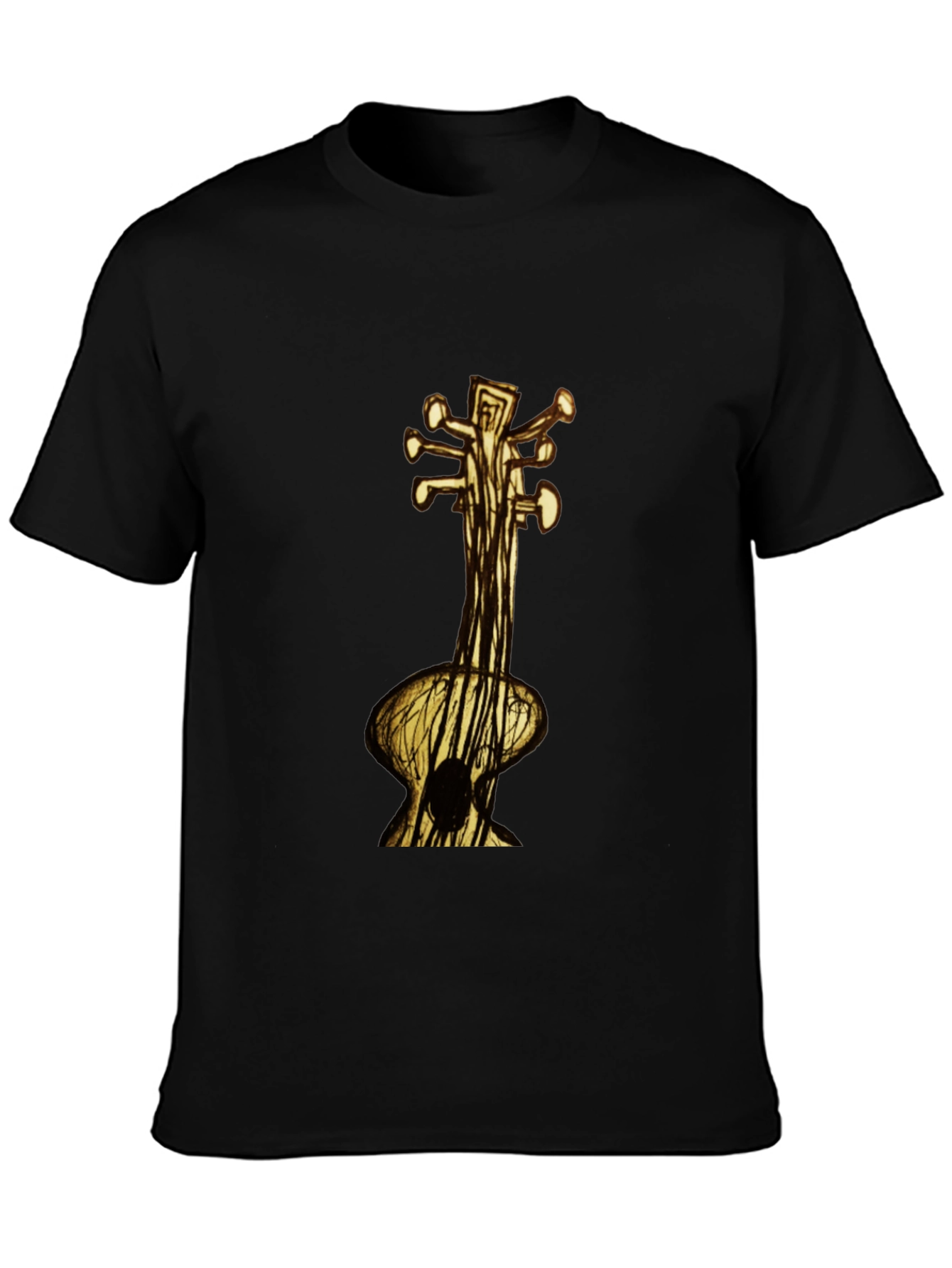 Unique Guitar Art Black T-Shirt