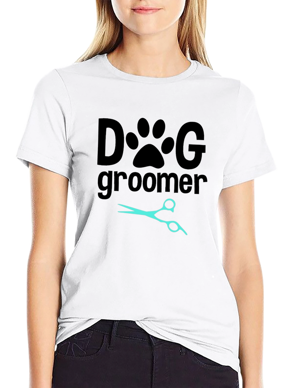 Dog Groomer T-Shirt: Paw Print & Scissors Design