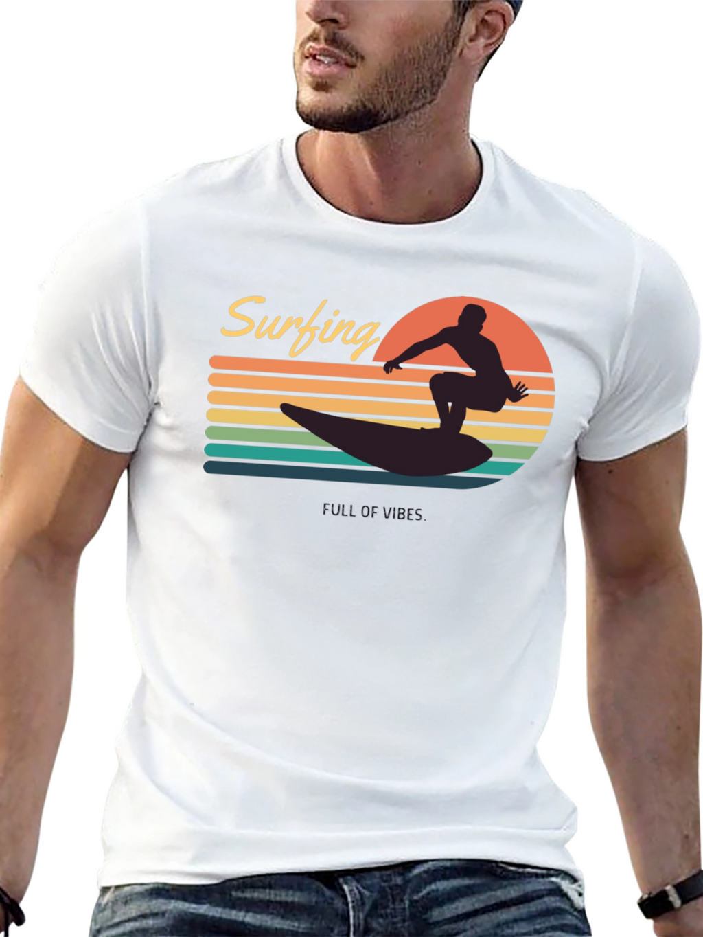 Surfing Vibes Graphic Tee - Mens Black T-Shirt